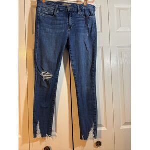 Joe's Jeans Womens 31 Blue Denim Pants‎ Mid Rise Skinny Ankle Distressed
